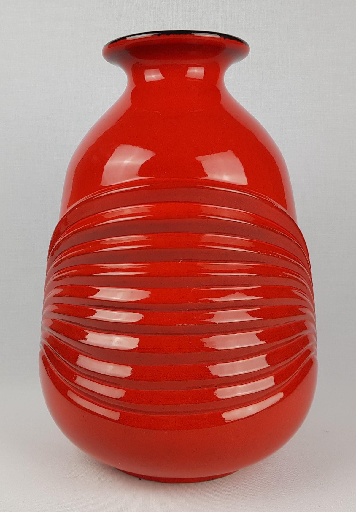 Vintage FOHR KERAMIK Red Vase 338 35 by Cari Zalloni West German Pottery 1970s