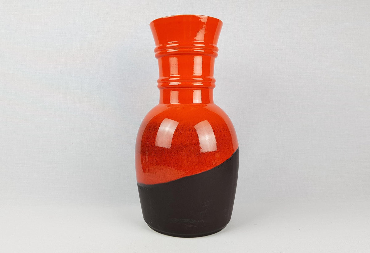 Vintage STEULER KERAMIK Brown and Orange Floor Vase 309-40 West German Pottery 1970s Fat Lava Era