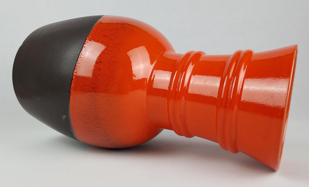 Vintage STEULER KERAMIK Brown and Orange Floor Vase 309-40 West German Pottery 1970s Fat Lava Era