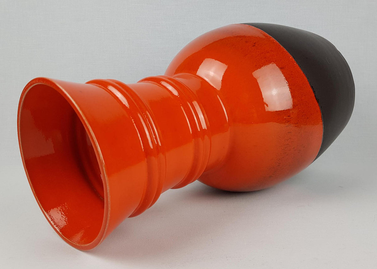 Vintage STEULER KERAMIK Brown and Orange Floor Vase 309-40 West German Pottery 1970s Fat Lava Era