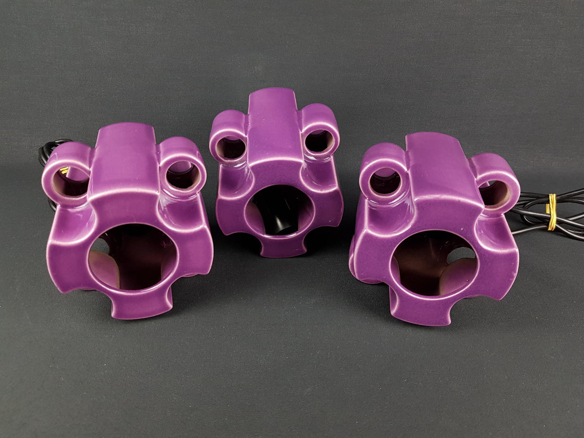 Set of 3 Vintage STEULER KERAMIK Purple Ceiling Lamps West German Pottery 1960s