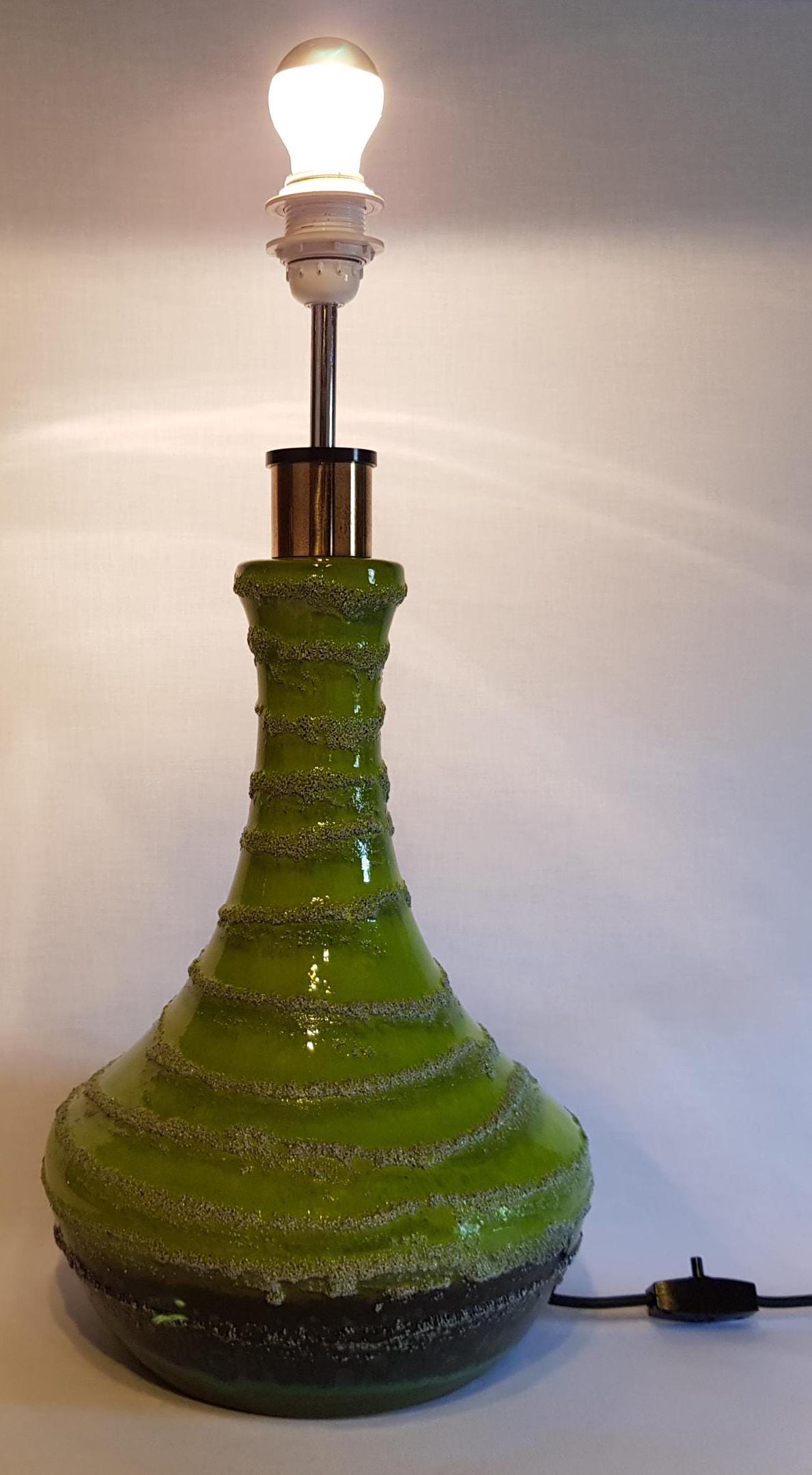 Vintage CARSTENS KERAMIK Lime Green Fat Lava Lamp Foot West German Pottery 1970s