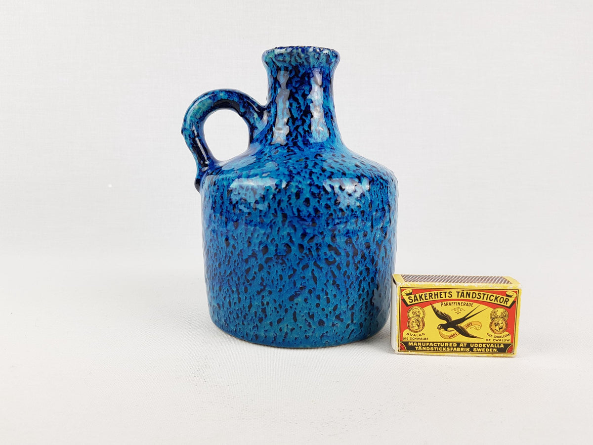 Vintage MAREI KERAMIK (Majolikafabrik Rheinbach) handled blue vase 1970s West German Pottery 4300