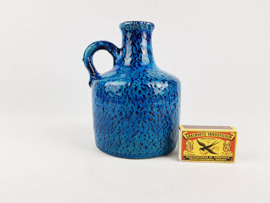 Vintage MAREI KERAMIK (Majolikafabrik Rheinbach) handled blue vase 1970s West German Pottery 4300