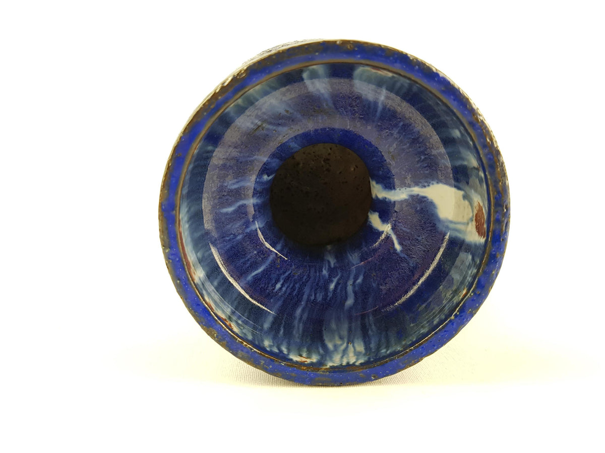 Vintage GERHARD LIEBENTHRON Studio Art Pottery Blue Vase West Germany 1970s