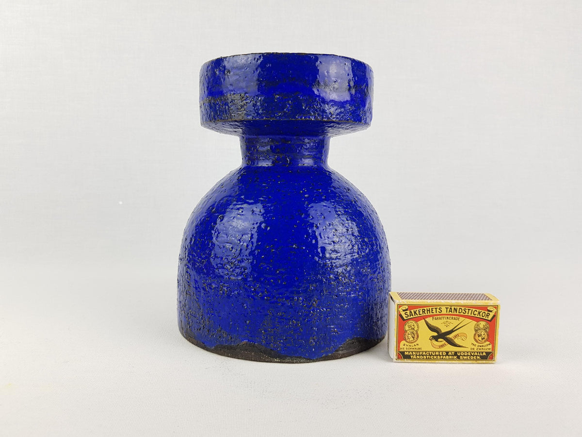 Vintage GERHARD LIEBENTHRON Studio Art Pottery Blue Vase West Germany 1970s
