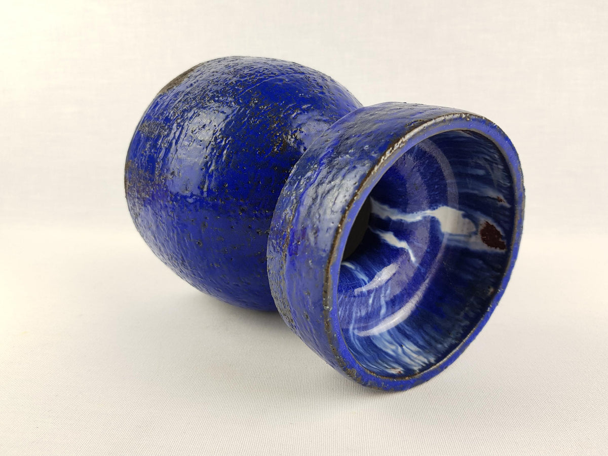 Vintage GERHARD LIEBENTHRON Studio Art Pottery Blue Vase West Germany 1970s