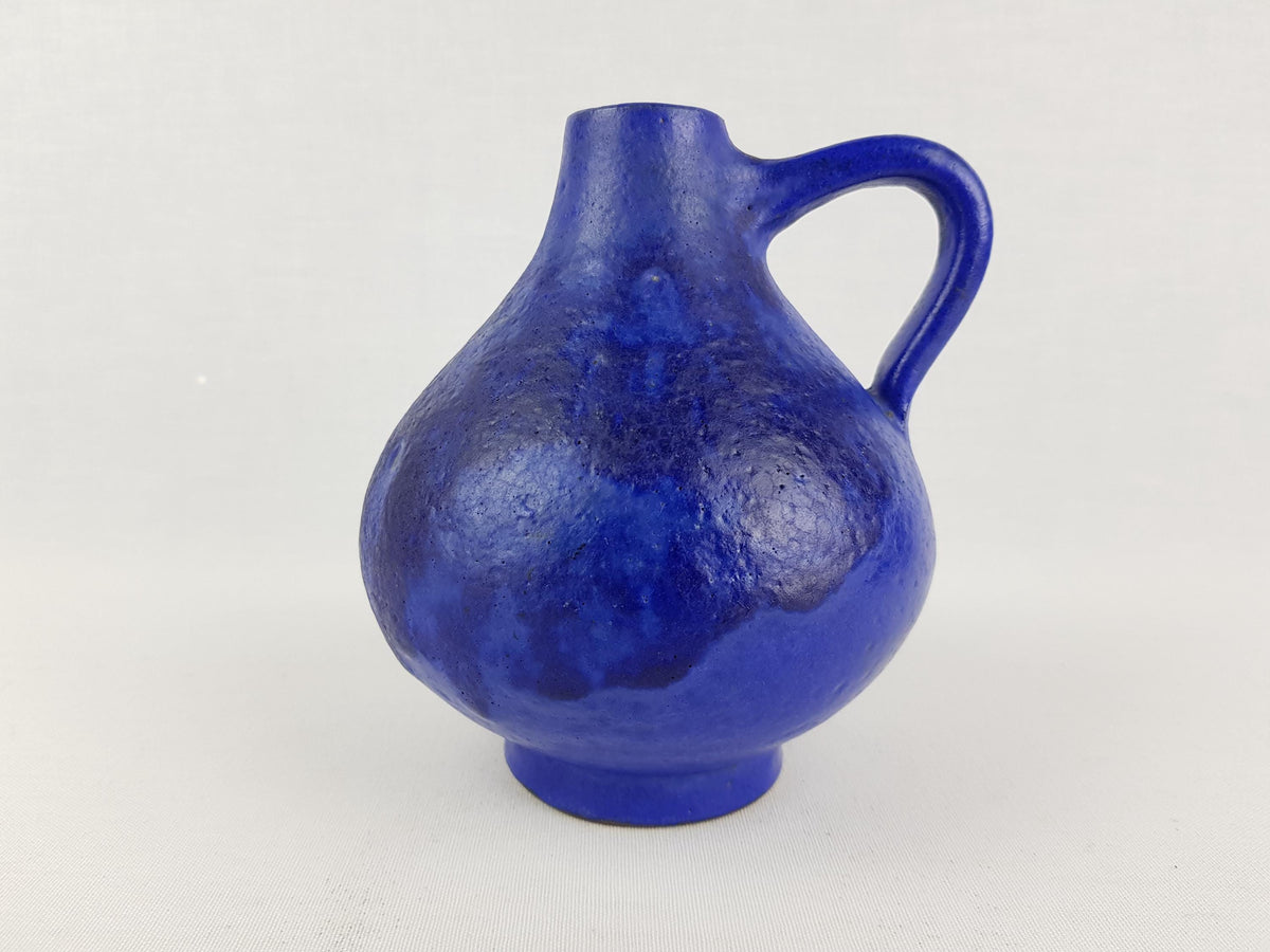 Vintage HARTWIG HEYNE TÖPFEREI (Hey) Yves Klein Blue Handled CeramicVase - West German Pottery 1960-70s