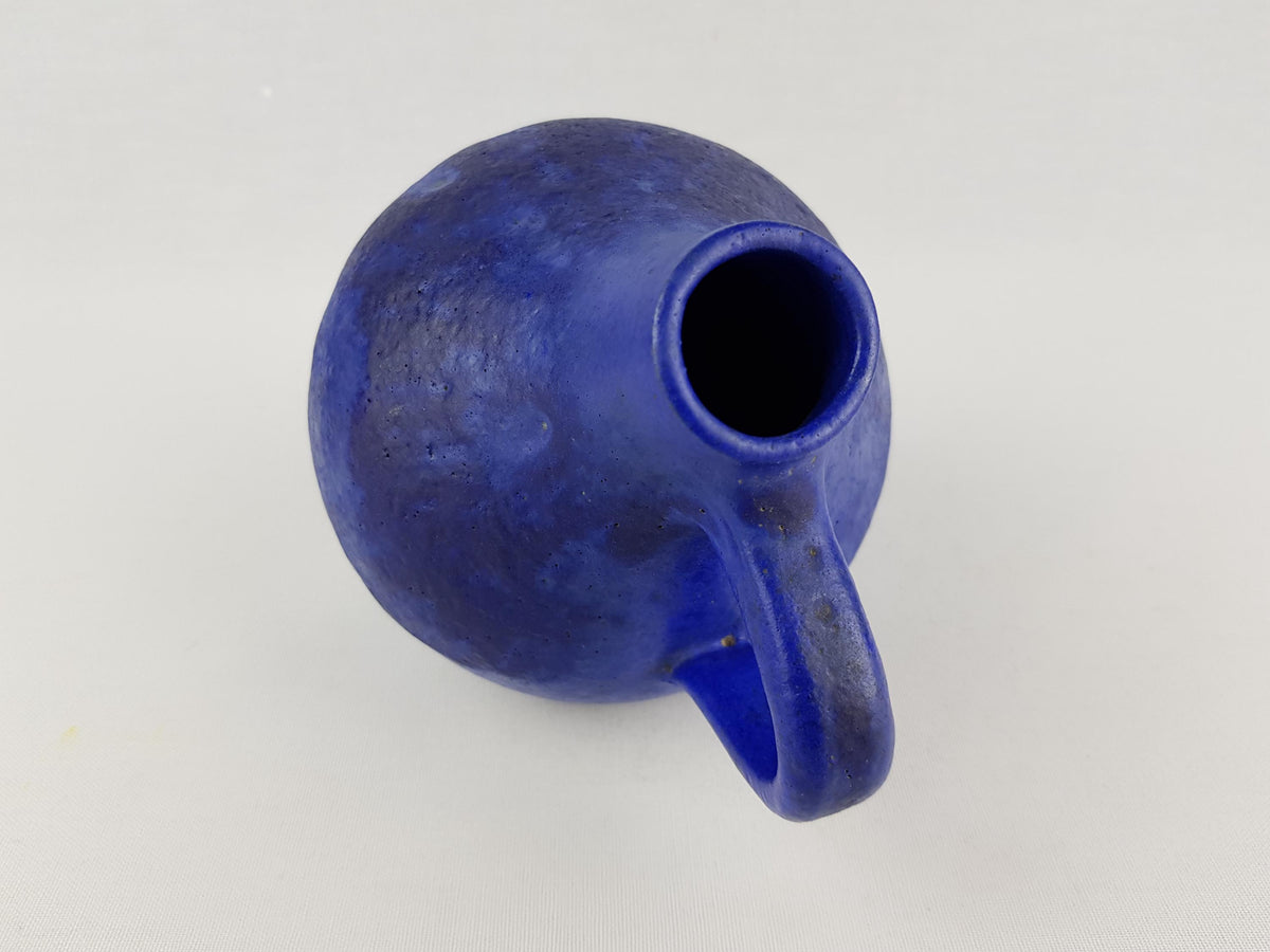 Vintage HARTWIG HEYNE TÖPFEREI (Hey) Yves Klein Blue Handled CeramicVase - West German Pottery 1960-70s