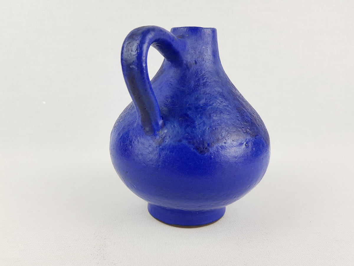 Vintage HARTWIG HEYNE TÖPFEREI (Hey) Yves Klein Blue Handled CeramicVase - West German Pottery 1960-70s