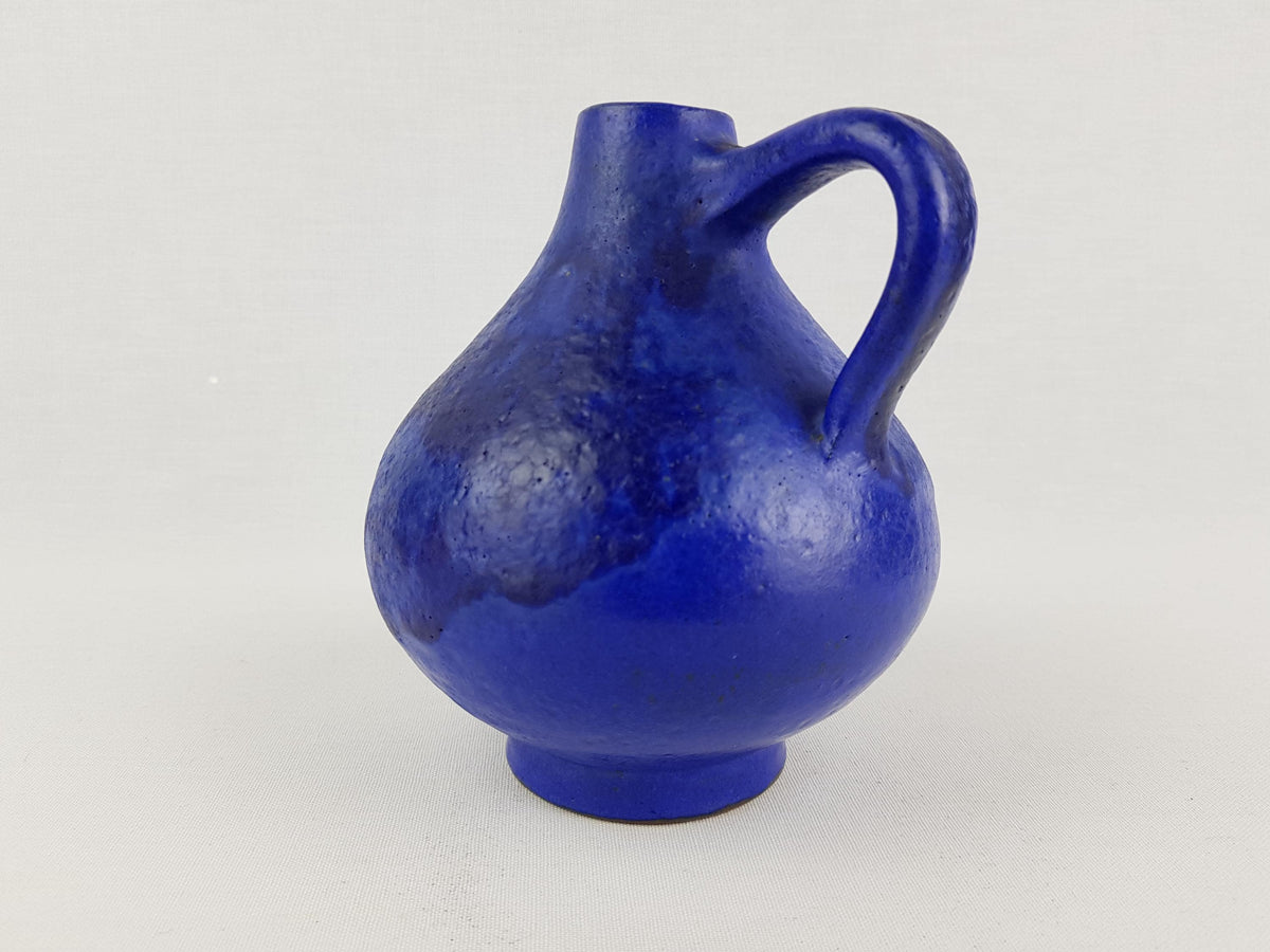 Vintage HARTWIG HEYNE TÖPFEREI (Hey) Yves Klein Blue Handled CeramicVase - West German Pottery 1960-70s