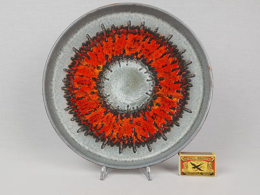 Vintage CARSTENS KERAMIK Bowl with Orange Yellow Lava Glaze Izmir Decor 1075-31 West German Pottery 1960s 1970s