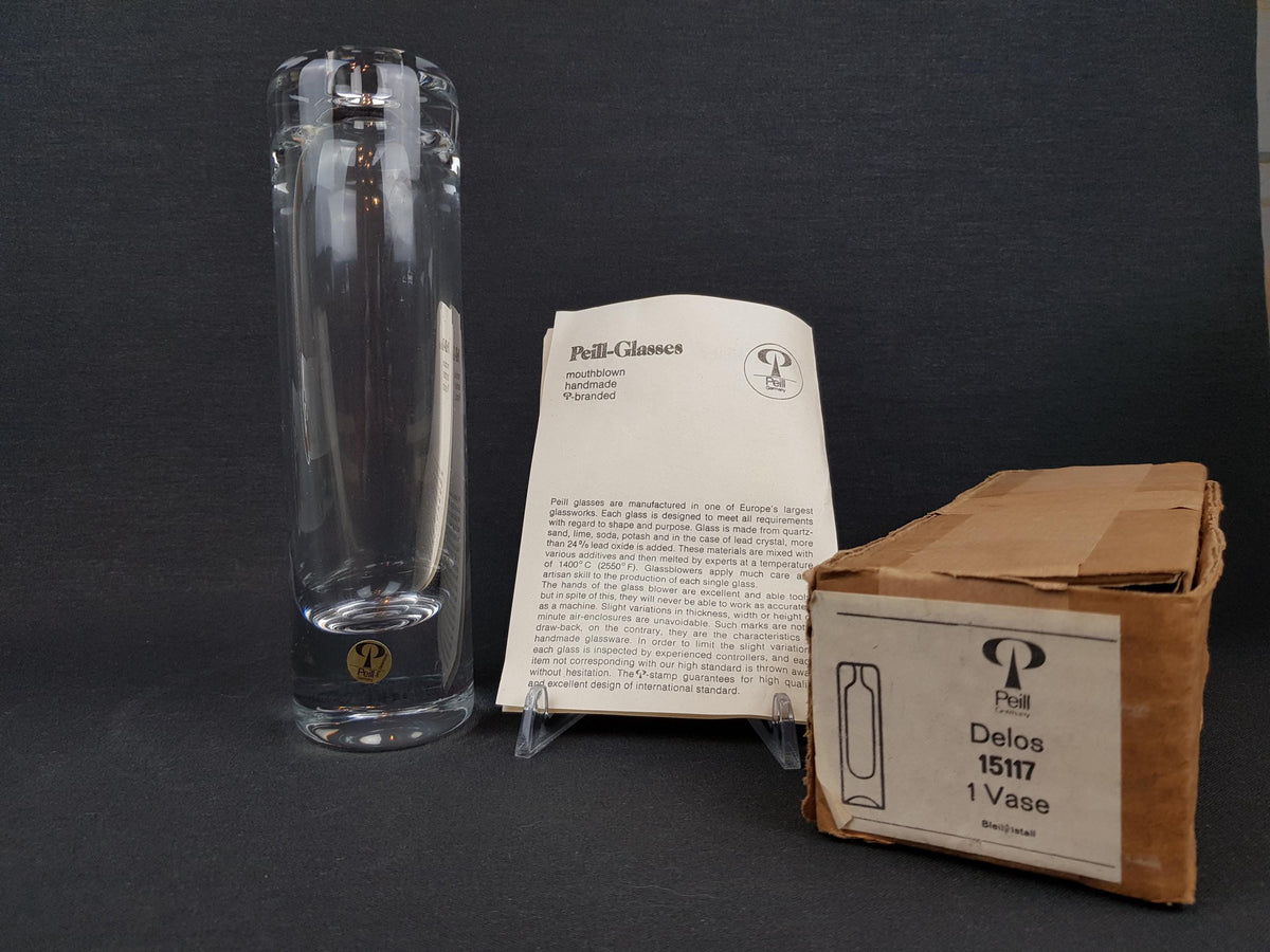 Vintage PEILL UND PUTZLER Crystal Clear Glass Vase 1970s, West Germany