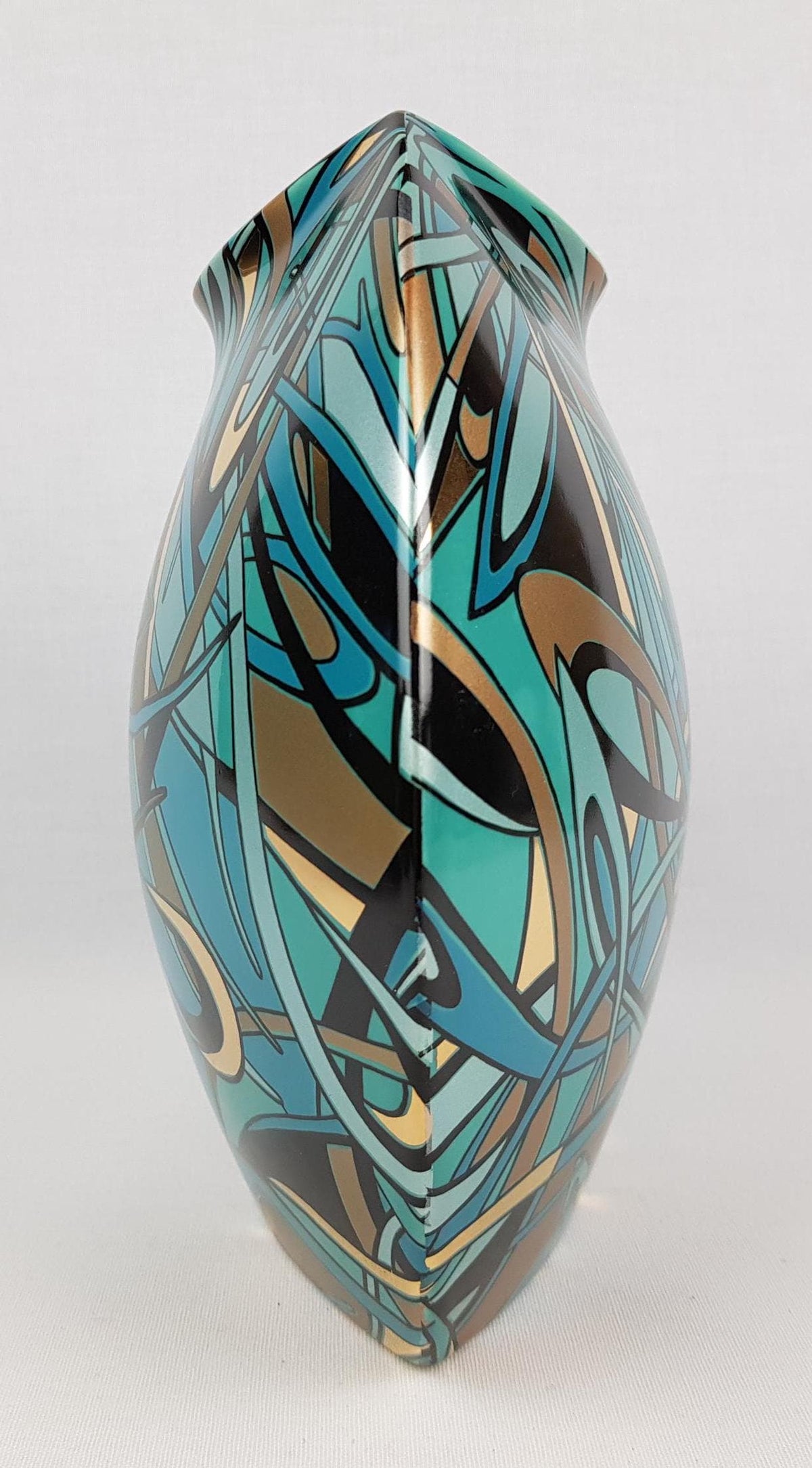 Vintage STEULER DESIGN Turquoise Pillow Vase Memphis Style West German Pottery 1980s