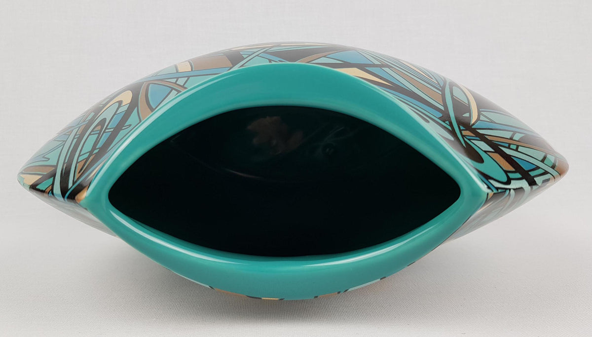 Vintage STEULER DESIGN Turquoise Pillow Vase Memphis Style West German Pottery 1980s