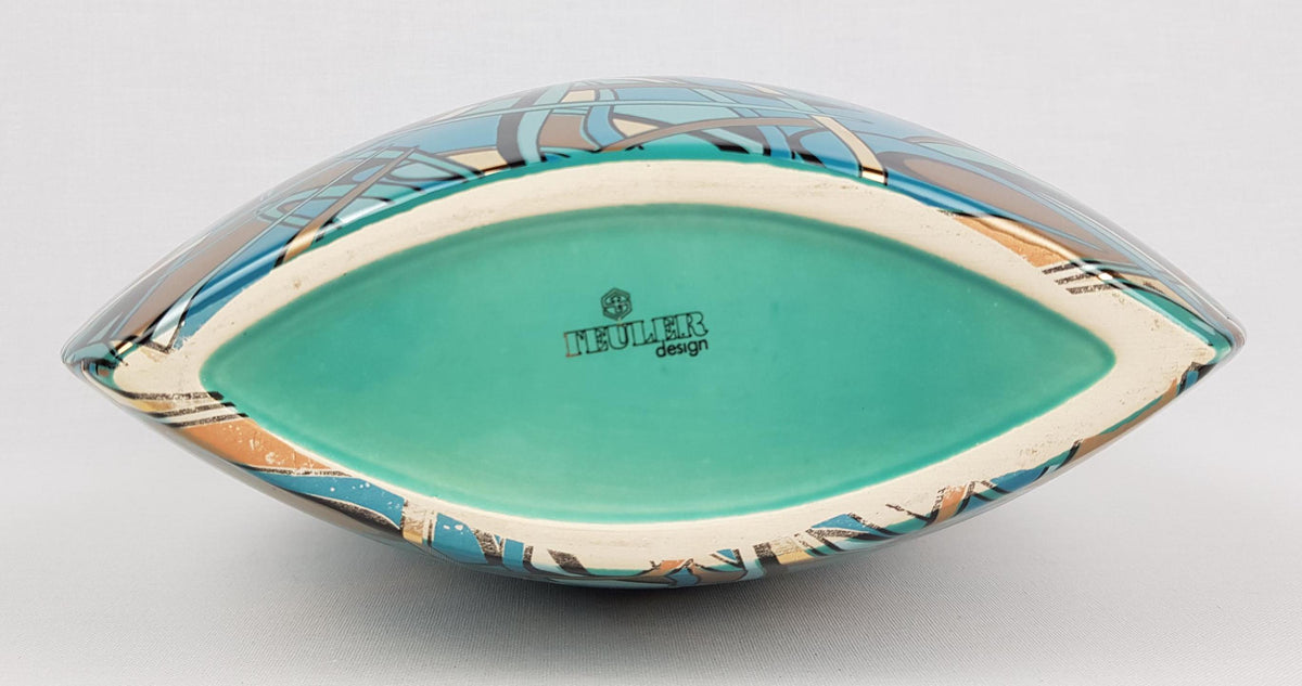 Vintage STEULER DESIGN Turquoise Pillow Vase Memphis Style West German Pottery 1980s