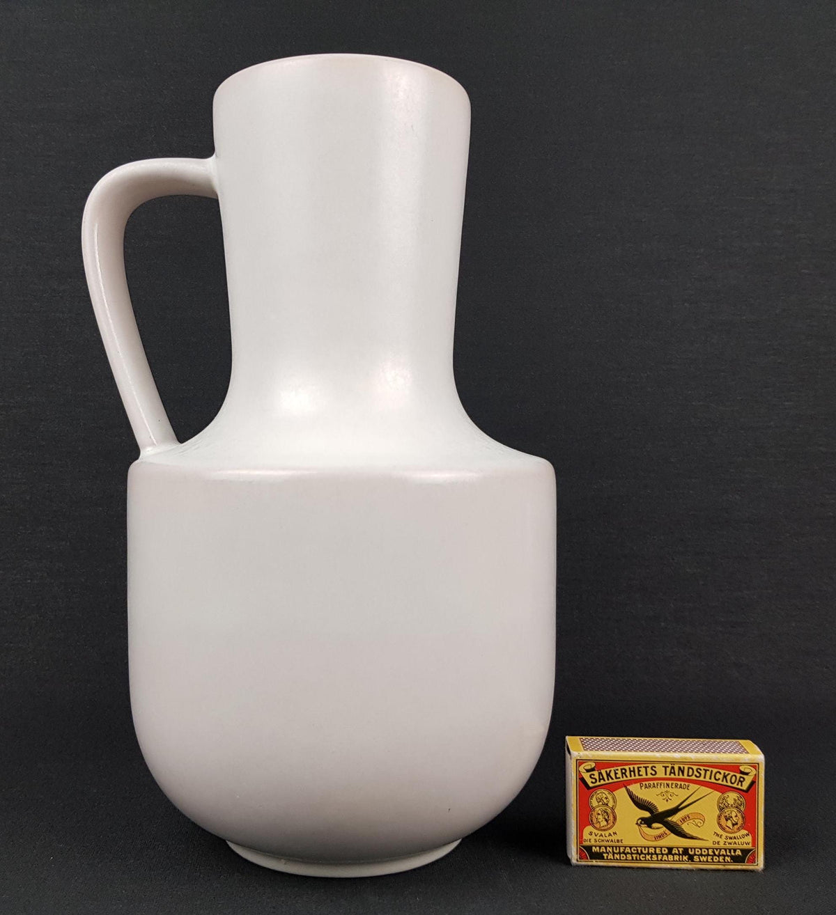 Vintage STEULER KERAMIK Handled White Jug Vase 141-25 West German Pottery 1960s