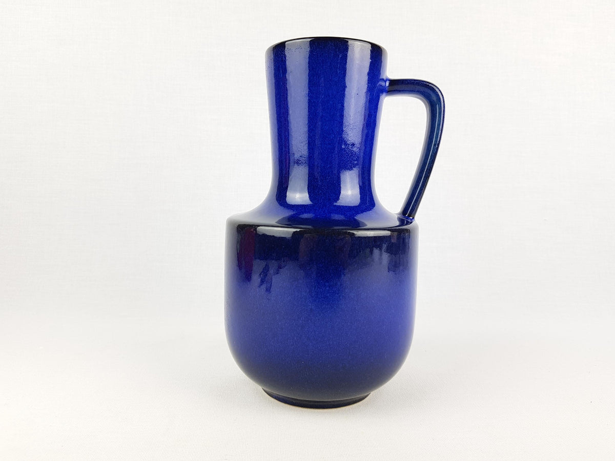 Vintage STEULER KERAMIK Handled Blue Jug Vase 141-20 West German Pottery 1960s
