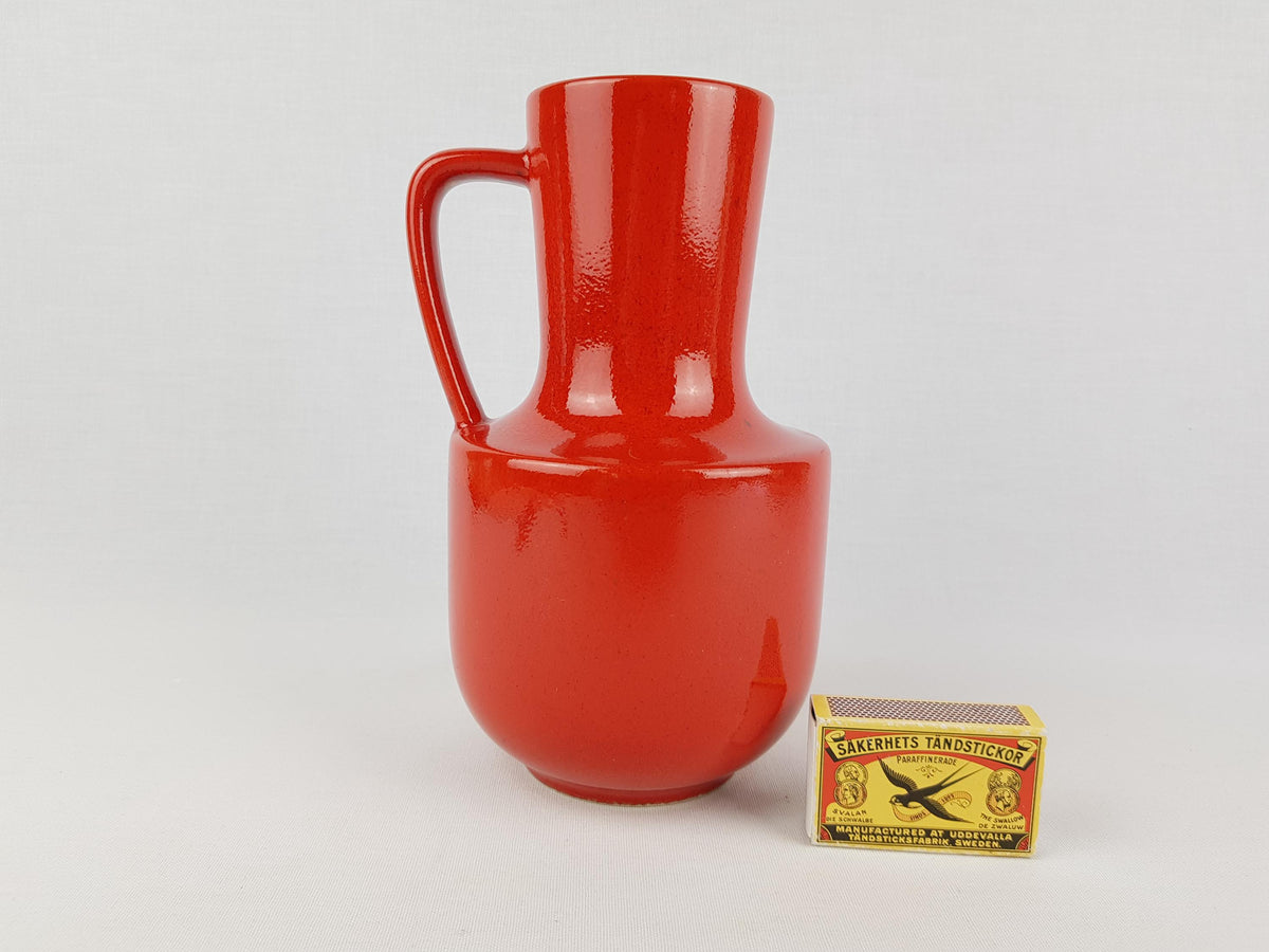 Vintage STEULER KERAMIK Handled Red Jug Vase 141-20 West German Pottery 1960s