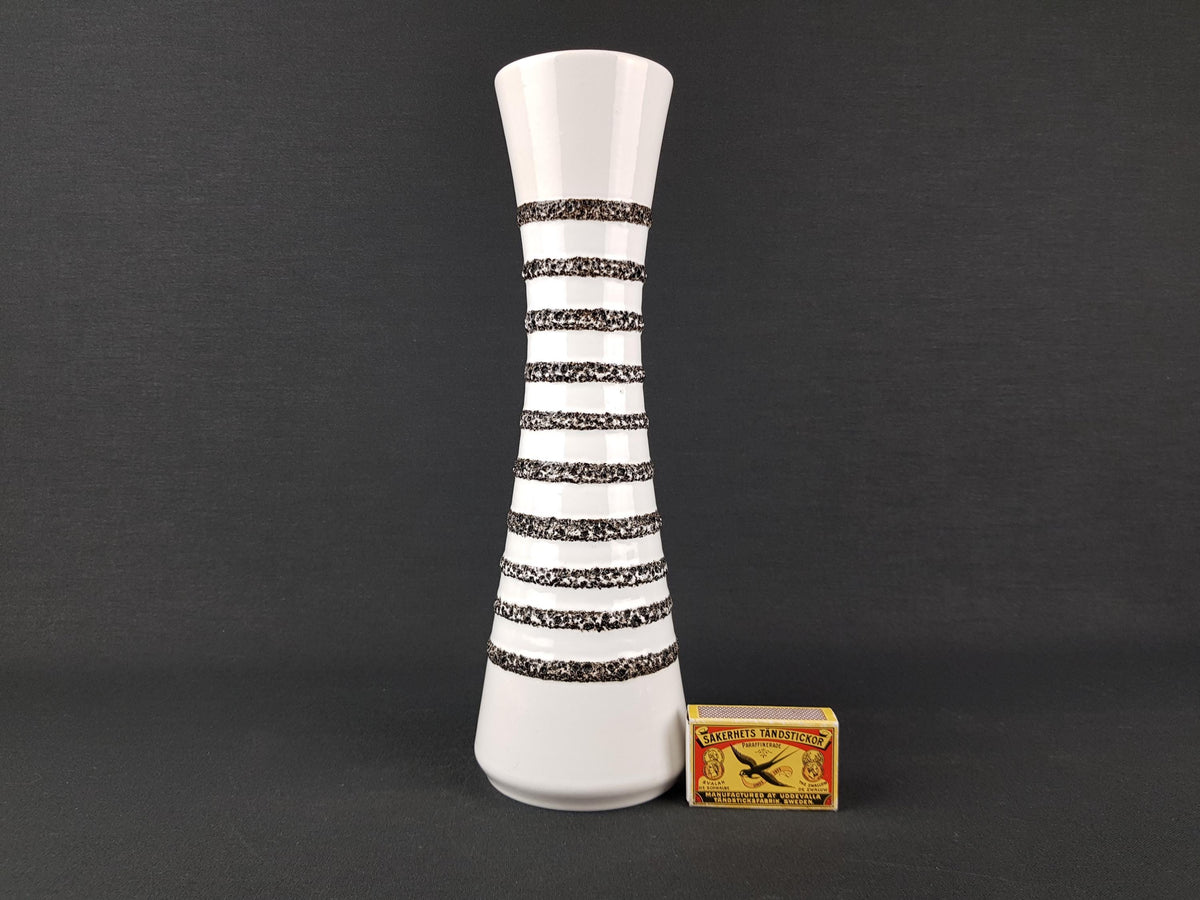 Vintage ILKRA EDEL KERAMIK Black and White Fat Lava Vase 1035-30 West German Pottery 1960s 1970s