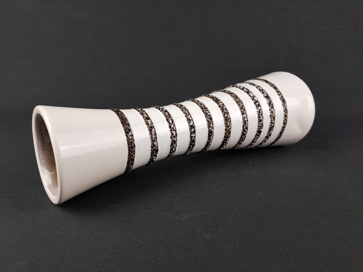 Vintage ILKRA EDEL KERAMIK Black and White Fat Lava Vase 1035-30 West German Pottery 1960s 1970s