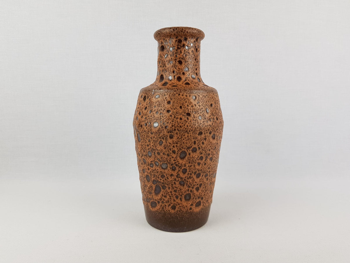 Vintage STEULER KERAMIK Brown Fat Lava Vase 135-25 West German Pottery 1960s