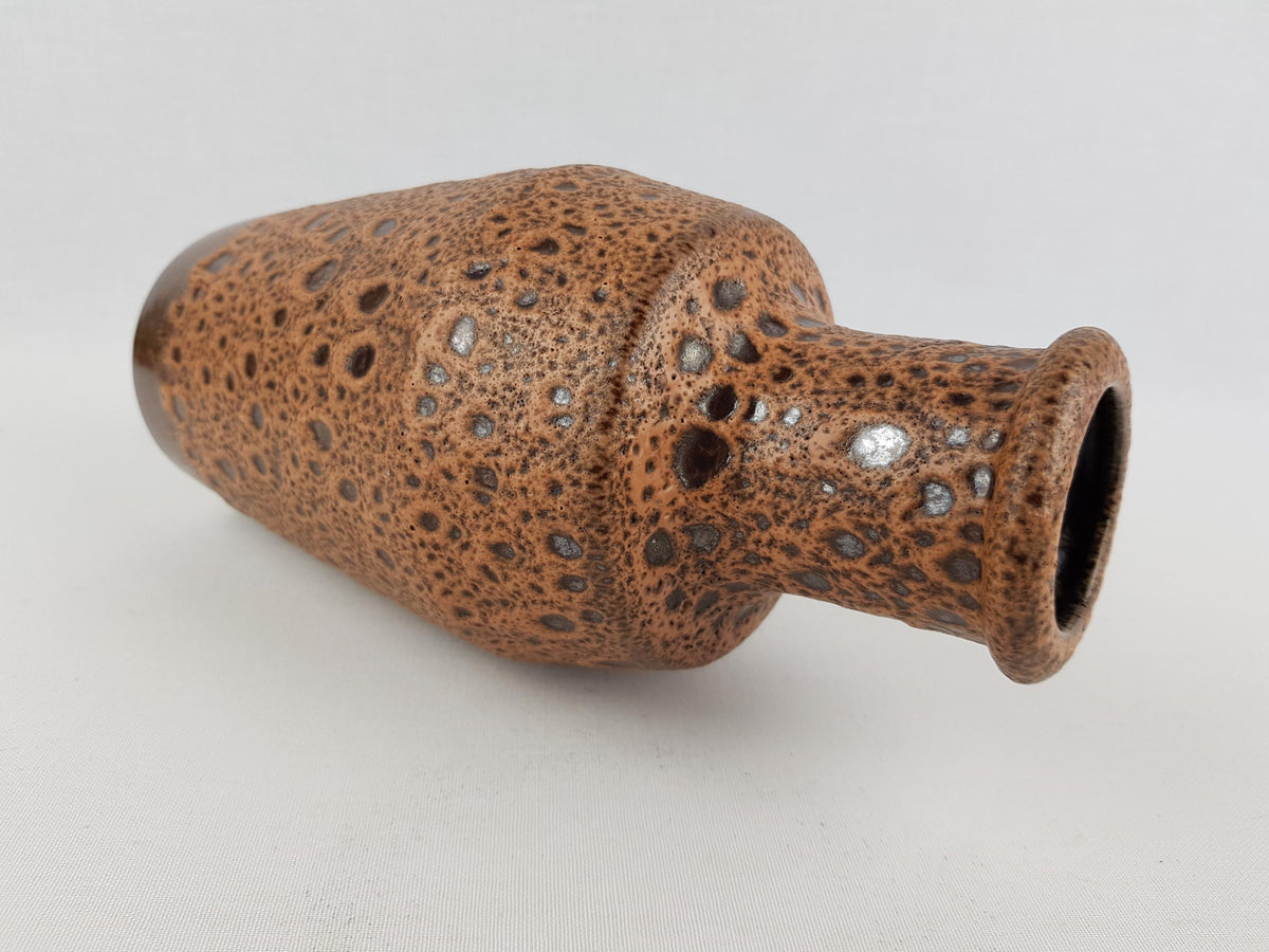 Vintage STEULER KERAMIK Brown Fat Lava Vase 135-25 West German Pottery 1960s