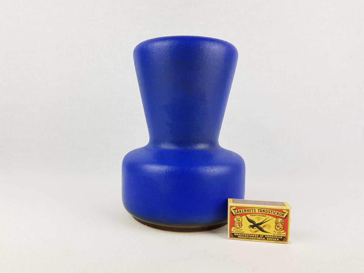 Vintage STEULER KERAMIK Matt Blue Ceramic Vase 478-20 West German Pottery 1970s