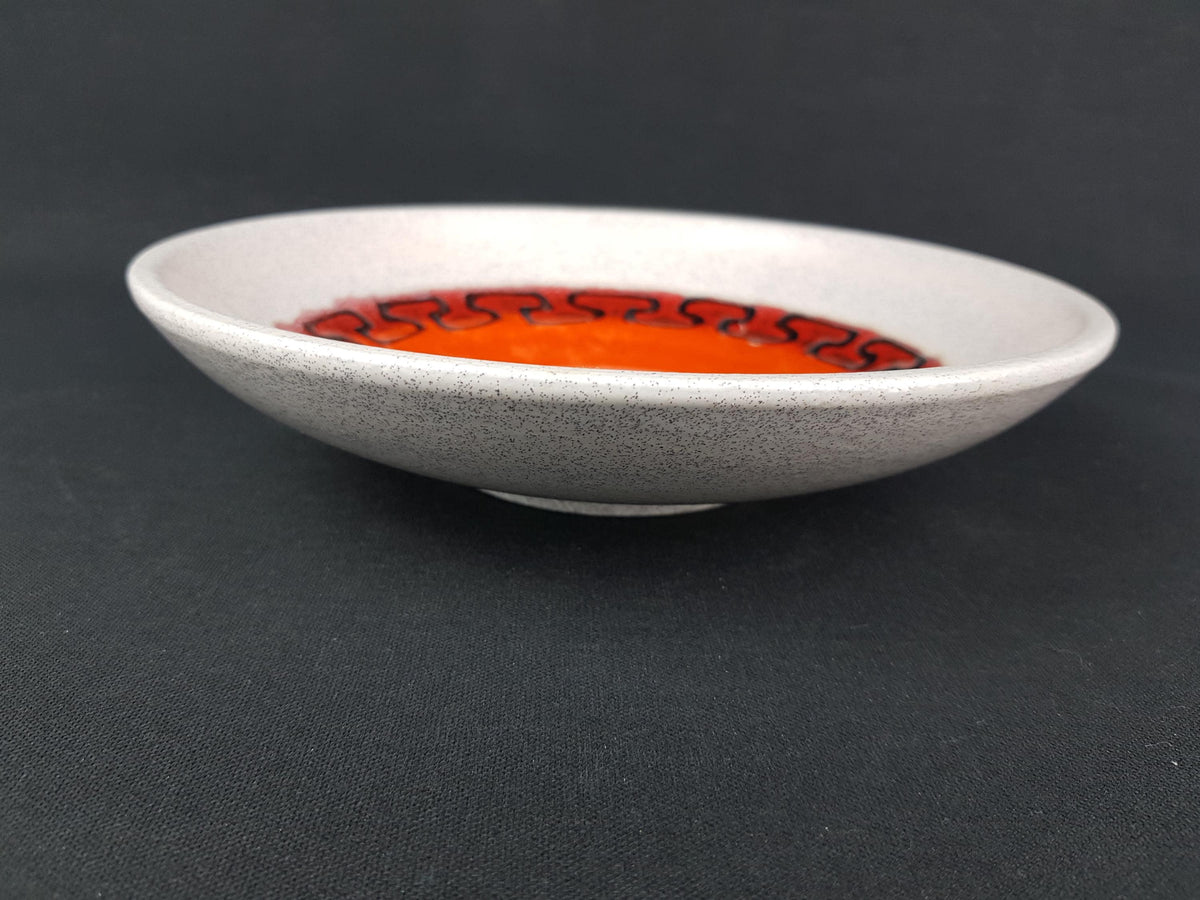 Vintage Orange DÜMLER & BREIDEN Relief Fat Lava Bowl 226-20 West German Pottery 1970s