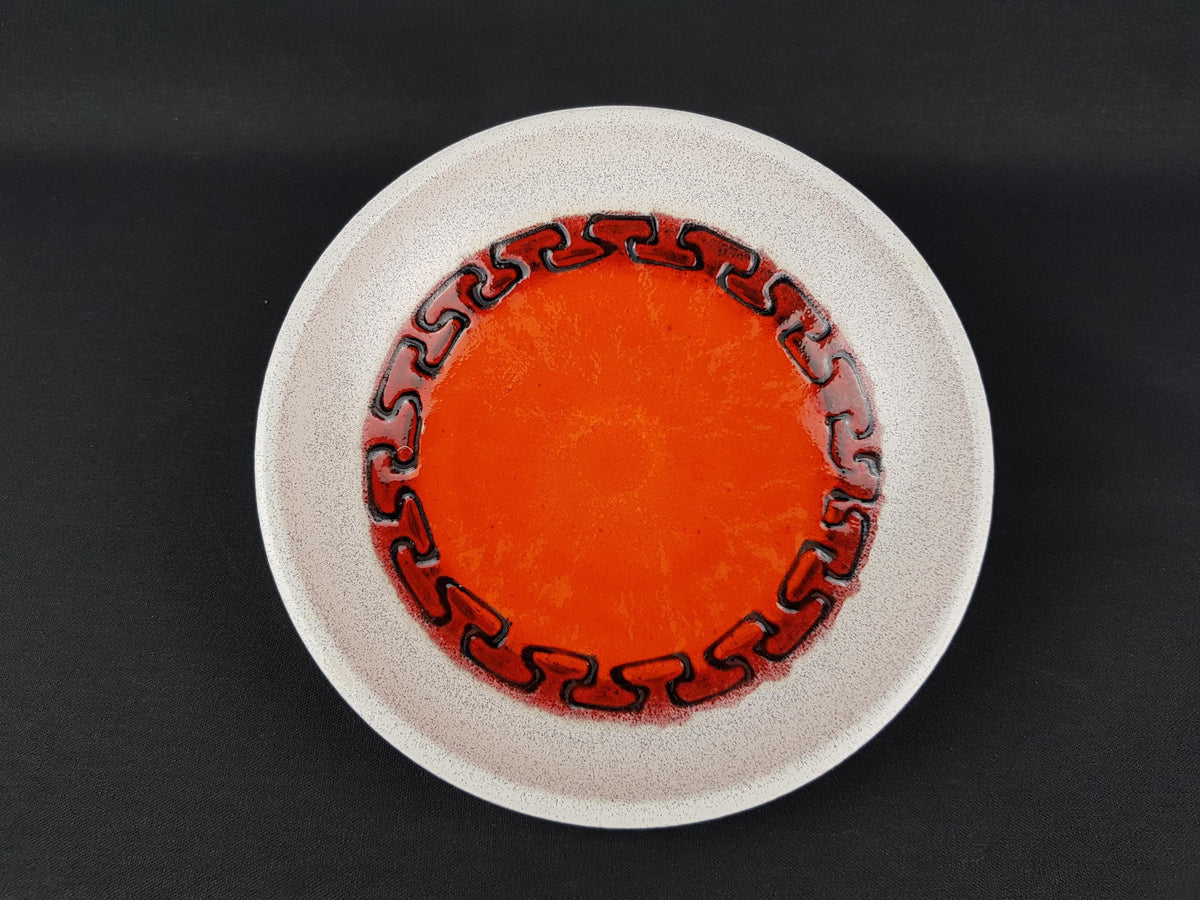 Vintage Orange DÜMLER & BREIDEN Relief Fat Lava Bowl 226-20 West German Pottery 1970s