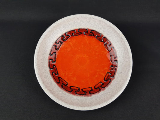 Vintage Orange DÜMLER & BREIDEN Relief Fat Lava Bowl 226-20 West German Pottery 1970s