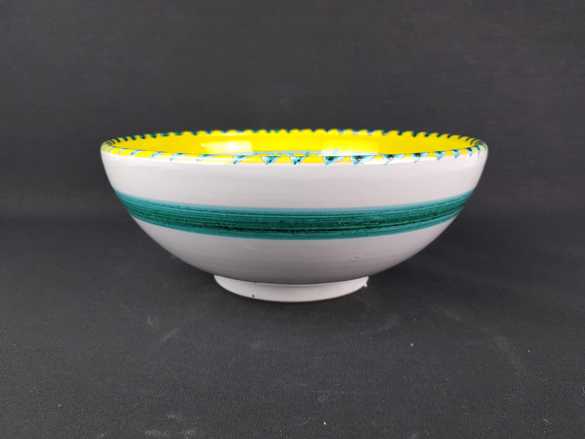 Vintage MANCIOLI / MANCER Yellow and Green Bowl Italian Pottery 1960s Italy