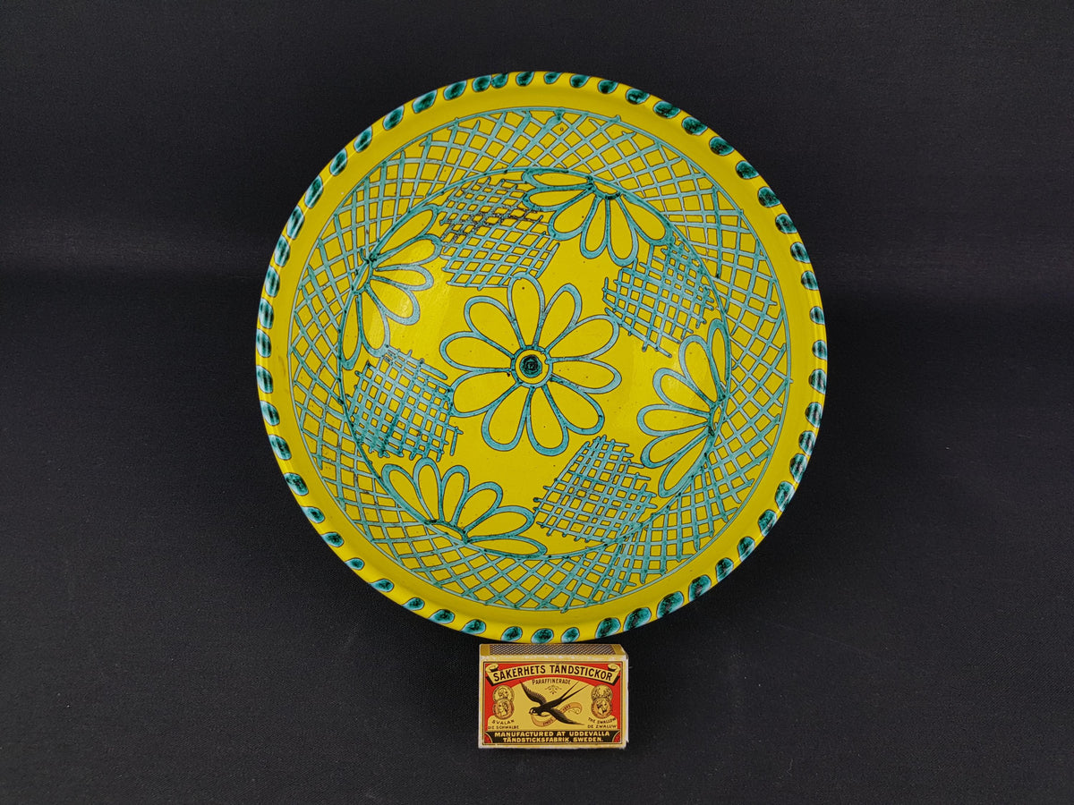Vintage MANCIOLI / MANCER Yellow and Green Bowl Italian Pottery 1960s Italy