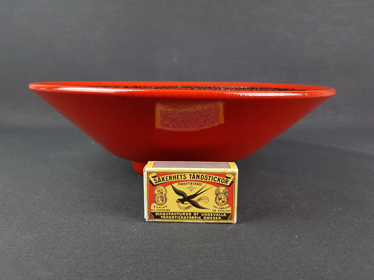 Vintage STEULER KERAMIK Red and Black Bowl 4314-3 West German Pottery 1970s