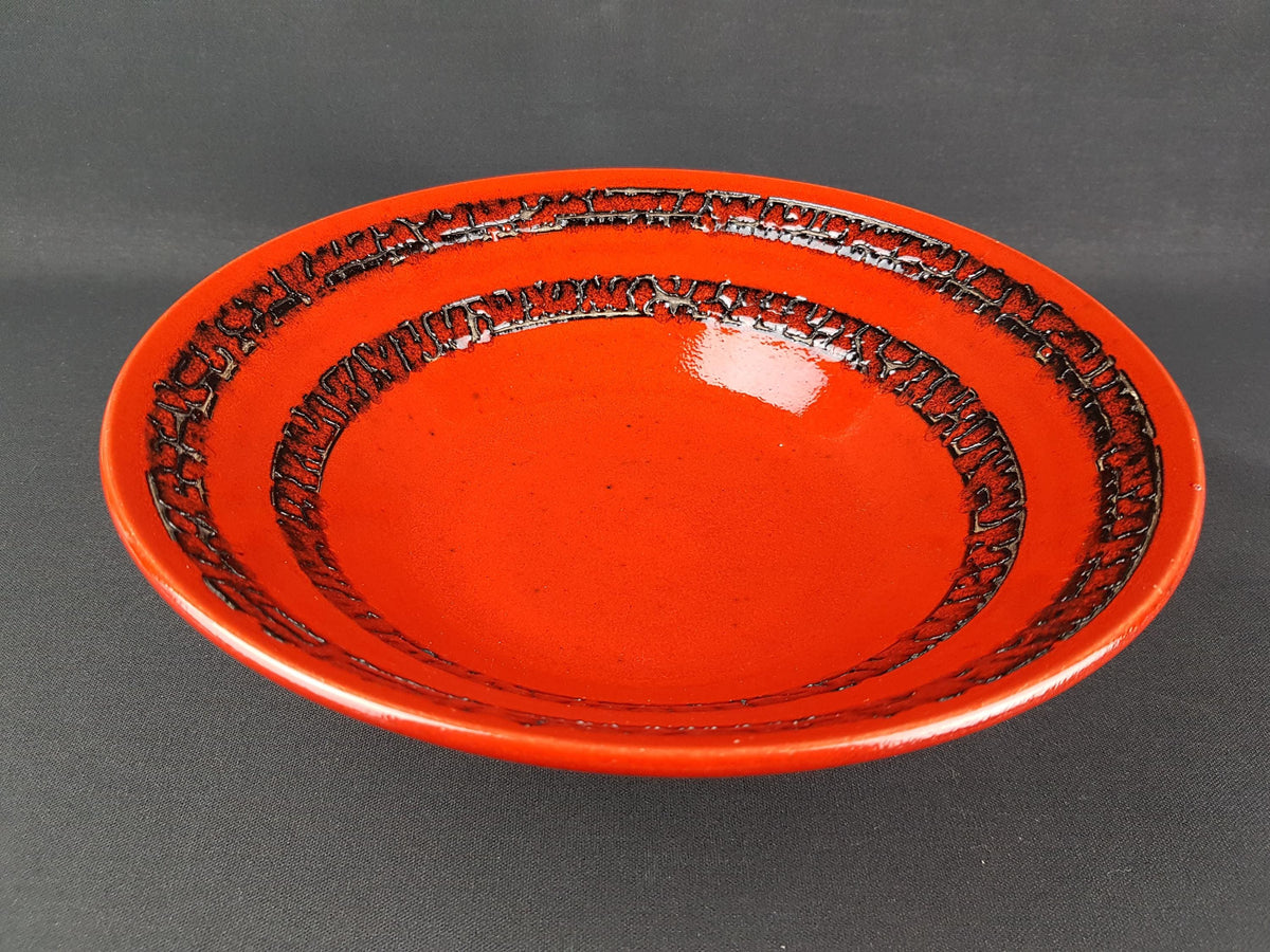 Vintage STEULER KERAMIK Red and Black Bowl 4314-3 West German Pottery 1970s