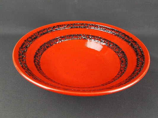 Vintage STEULER KERAMIK Red and Black Bowl 4314-3 West German Pottery 1970s