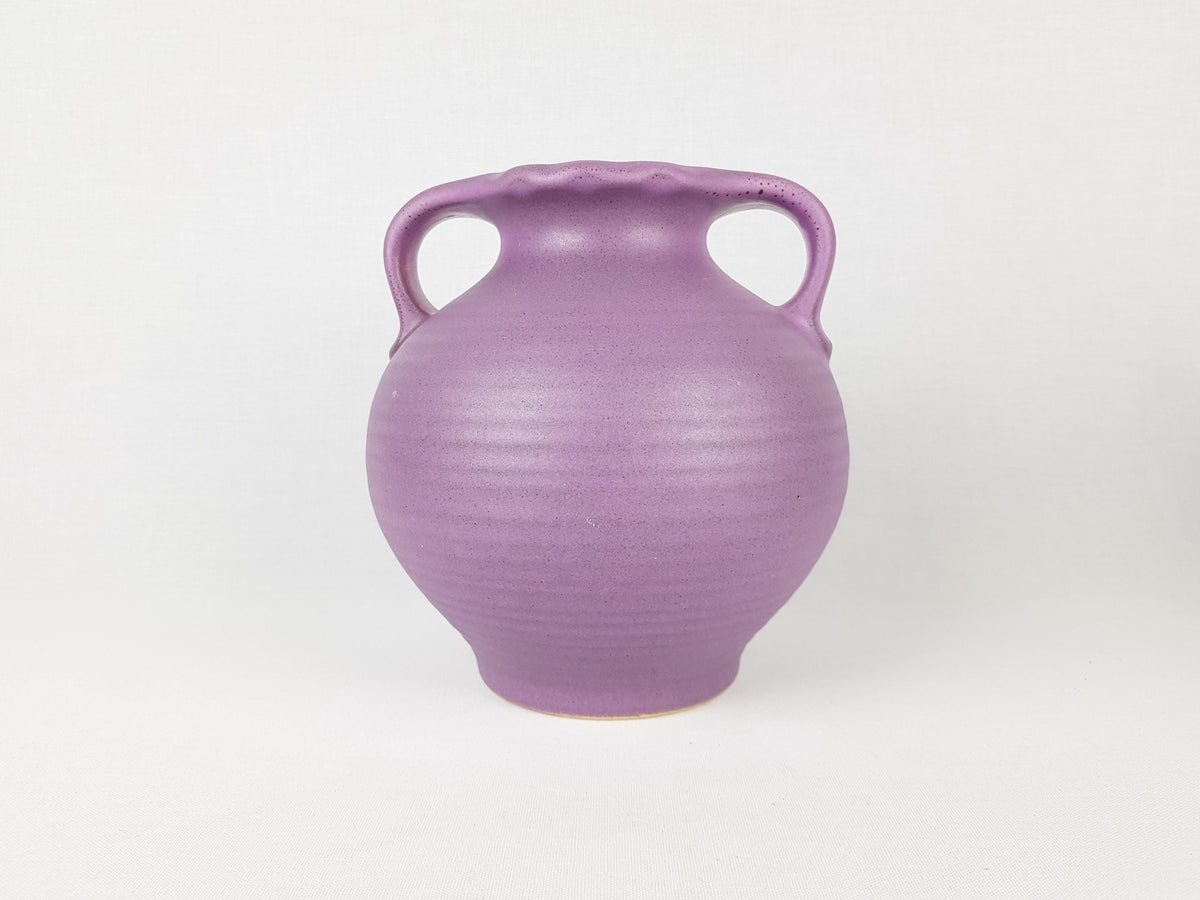 Vintage VEB HALDENSLEBEN Vase with Matte Purple Glaze East German Pottery 1960s