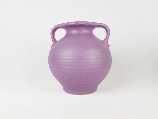 Vintage VEB HALDENSLEBEN Vase with Matte Purple Glaze East German Pottery 1960s
