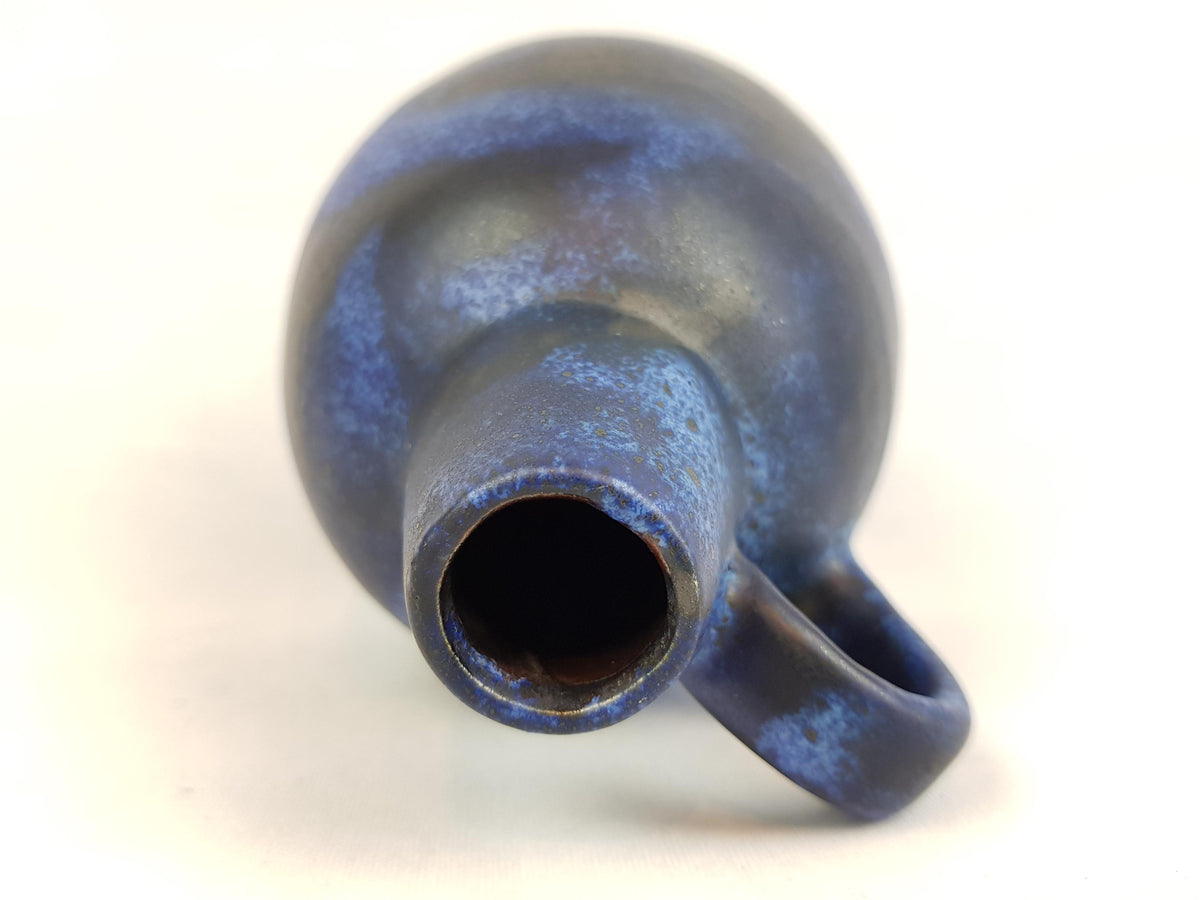 Vintage RUSCHA KERAMIK Handled Matte Blue Vase 320/2 West German Pottery 1960s