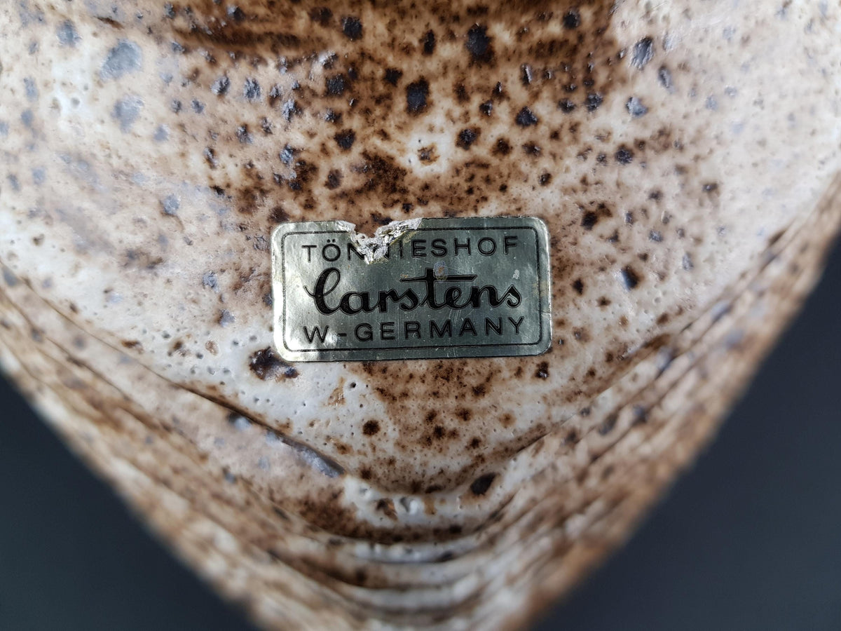 Vintage CARSTENS TONNIESHOF KERAMIK Brown and Beige Floor Vase With Groove Decor 7784-45 West German Pottery 1960s