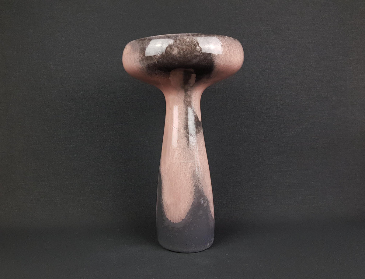 Large Vintage OTTO KERAMIK Pale Rose and Grey Vase or Candle Holder West German Pottery 1980s