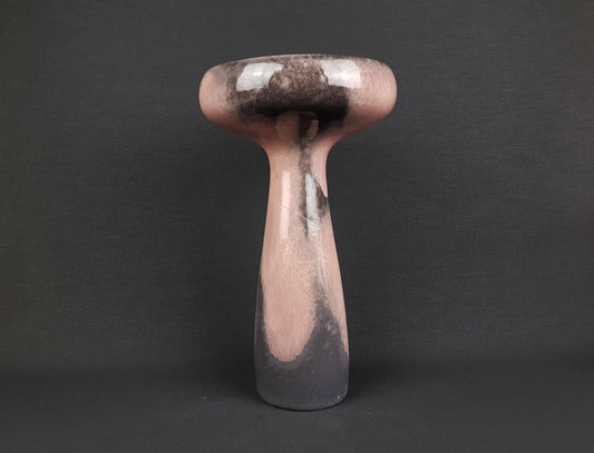 Large Vintage OTTO KERAMIK Pale Rose and Grey Vase or Candle Holder West German Pottery 1980s