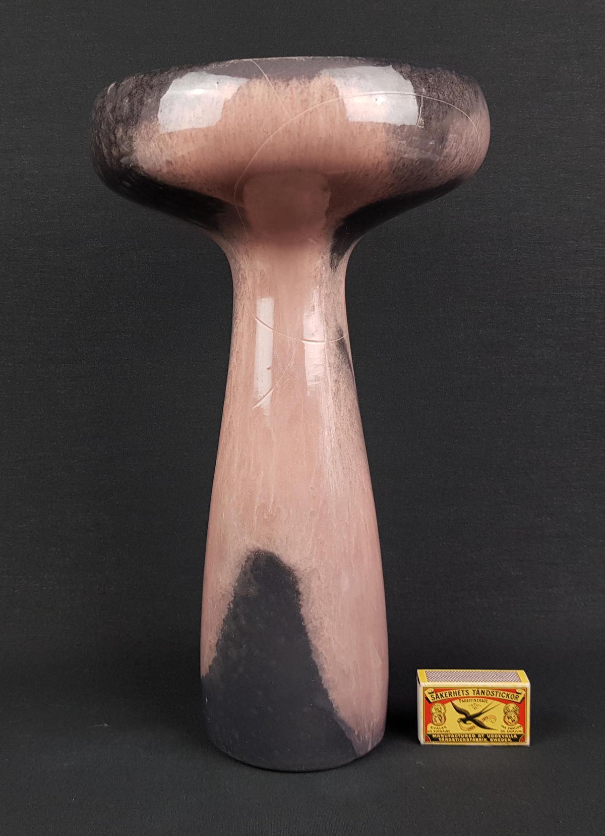 Large Vintage OTTO KERAMIK Pale Rose and Grey Vase or Candle Holder West German Pottery 1980s