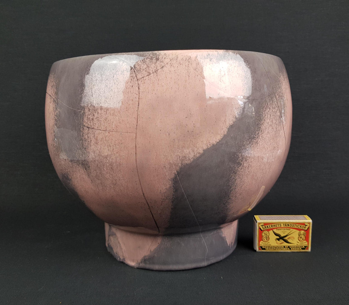 Large Vintage OTTO KERAMIK Pale Rose and Grey Flower Pot Planter West German Pottery 1980s