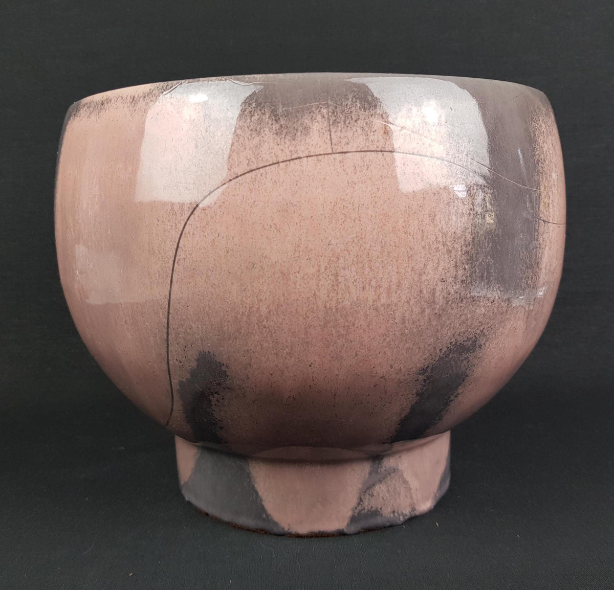 Large Vintage OTTO KERAMIK Pale Rose and Grey Flower Pot Planter West German Pottery 1980s