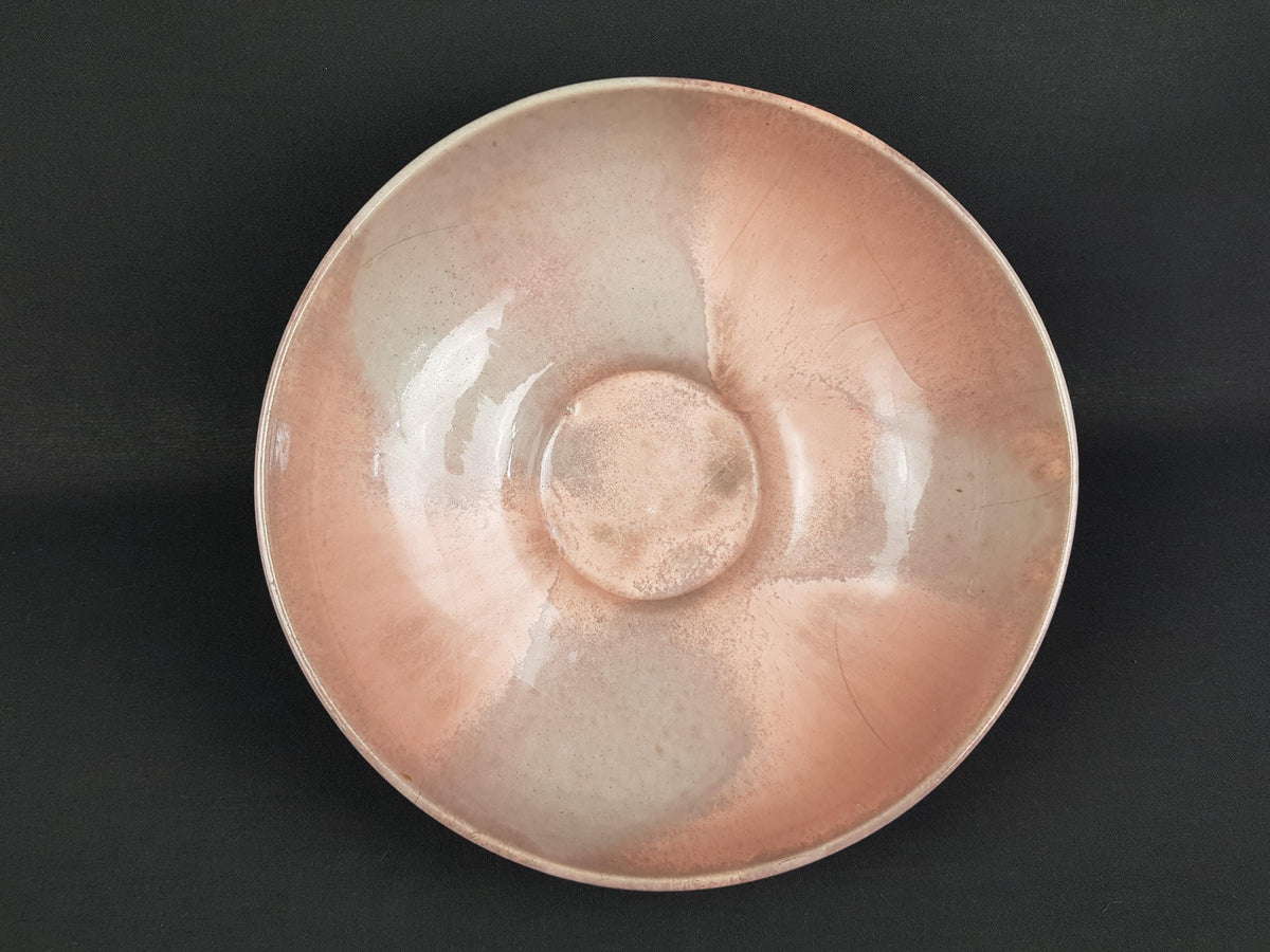Large Vintage OTTO KERAMIK Pale Rose and Grey Bowl West German Pottery 1980s