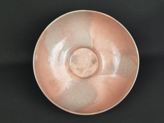 Large Vintage OTTO KERAMIK Pale Rose and Grey Bowl West German Pottery 1980s