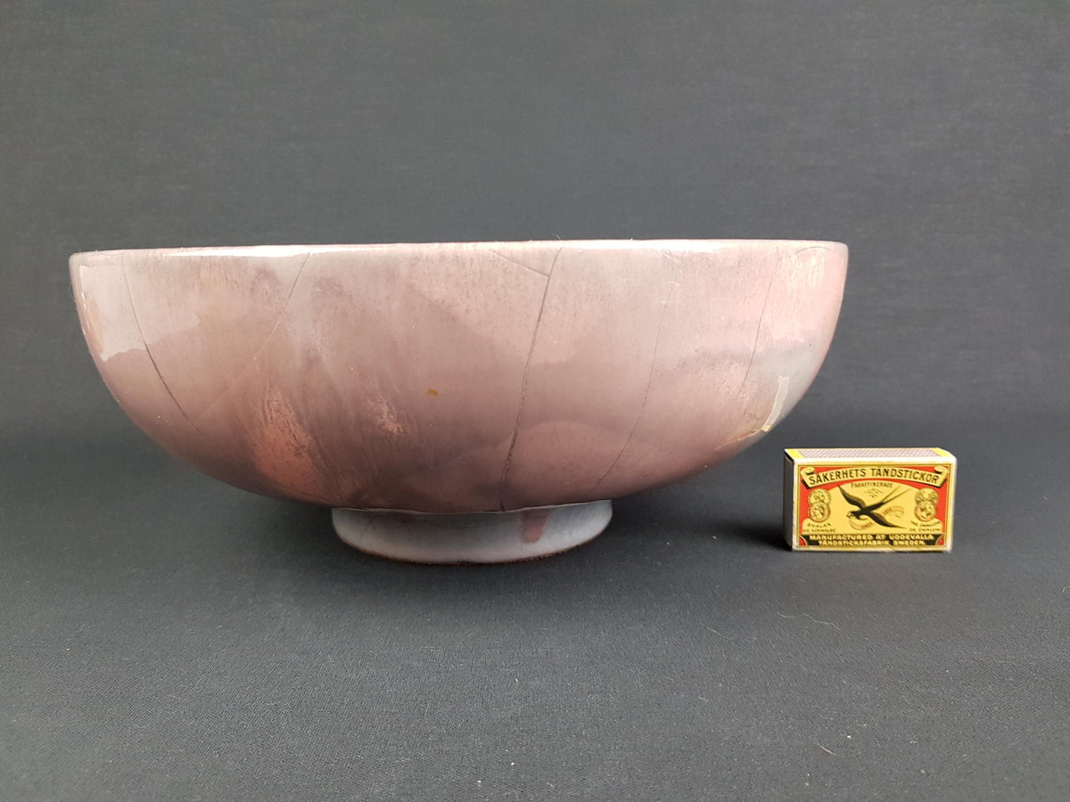 Large Vintage OTTO KERAMIK Pale Rose and Grey Bowl West German Pottery 1980s