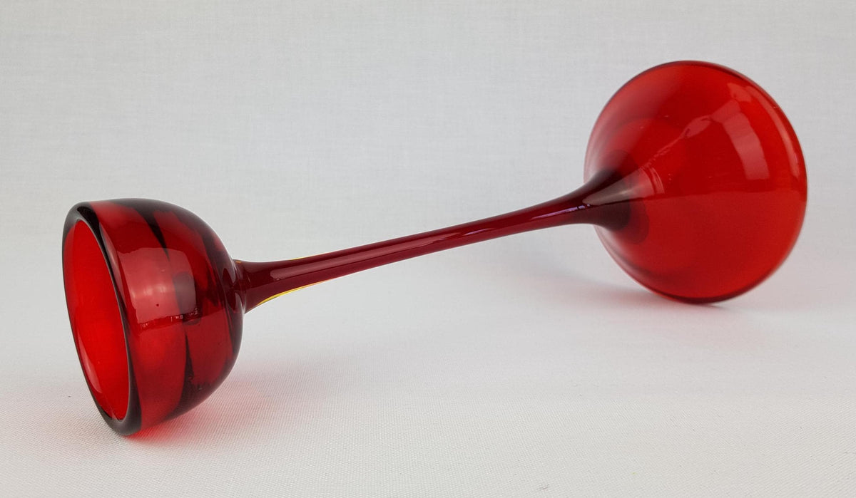 Vintage WMF Ruby Red Glass Candle Holder by Cari Zalloni West Germany 1970s
