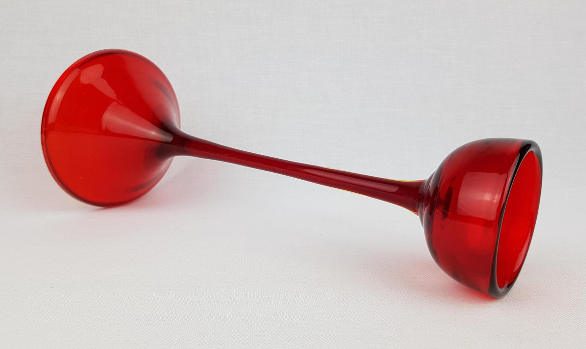 Vintage WMF Ruby Red Glass Candle Holder by Cari Zalloni West Germany 1970s